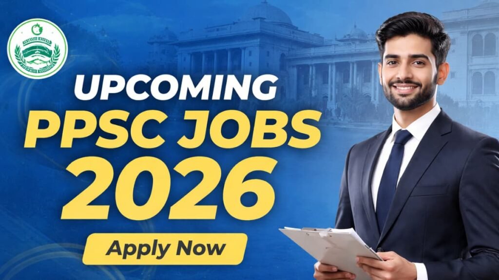 Upcoming PPSC Jobs 2026 official thumbnail showing Punjab Public Service Commission building, eligibility criteria, salary details, and how to apply guide.